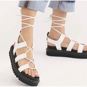 Dr. Martens Nartilla White Leather Lace-Up Gladiator Sandals Women's Size 7